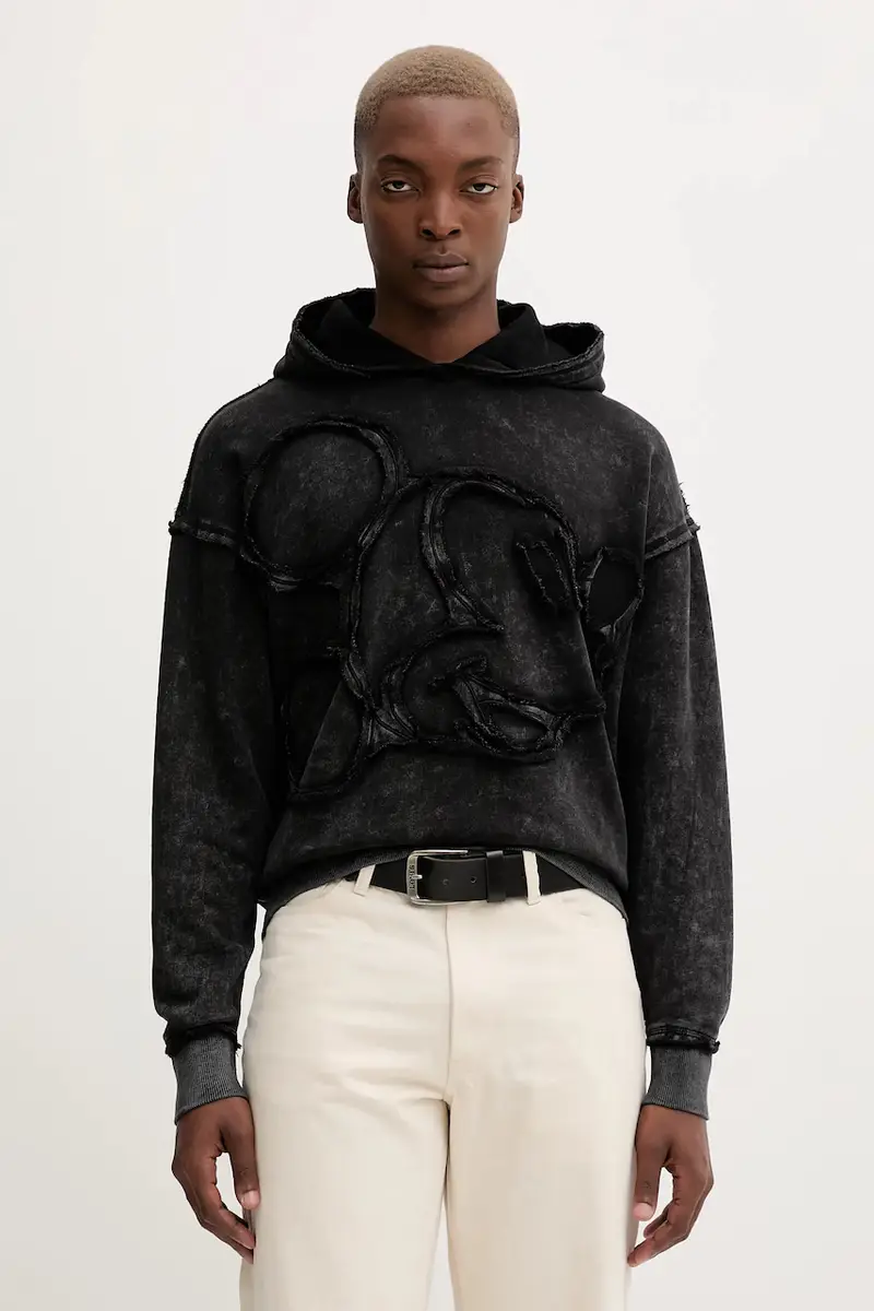 felpa in cotone ORLANDO uomo colore nero con cappuccio 25WMSK19