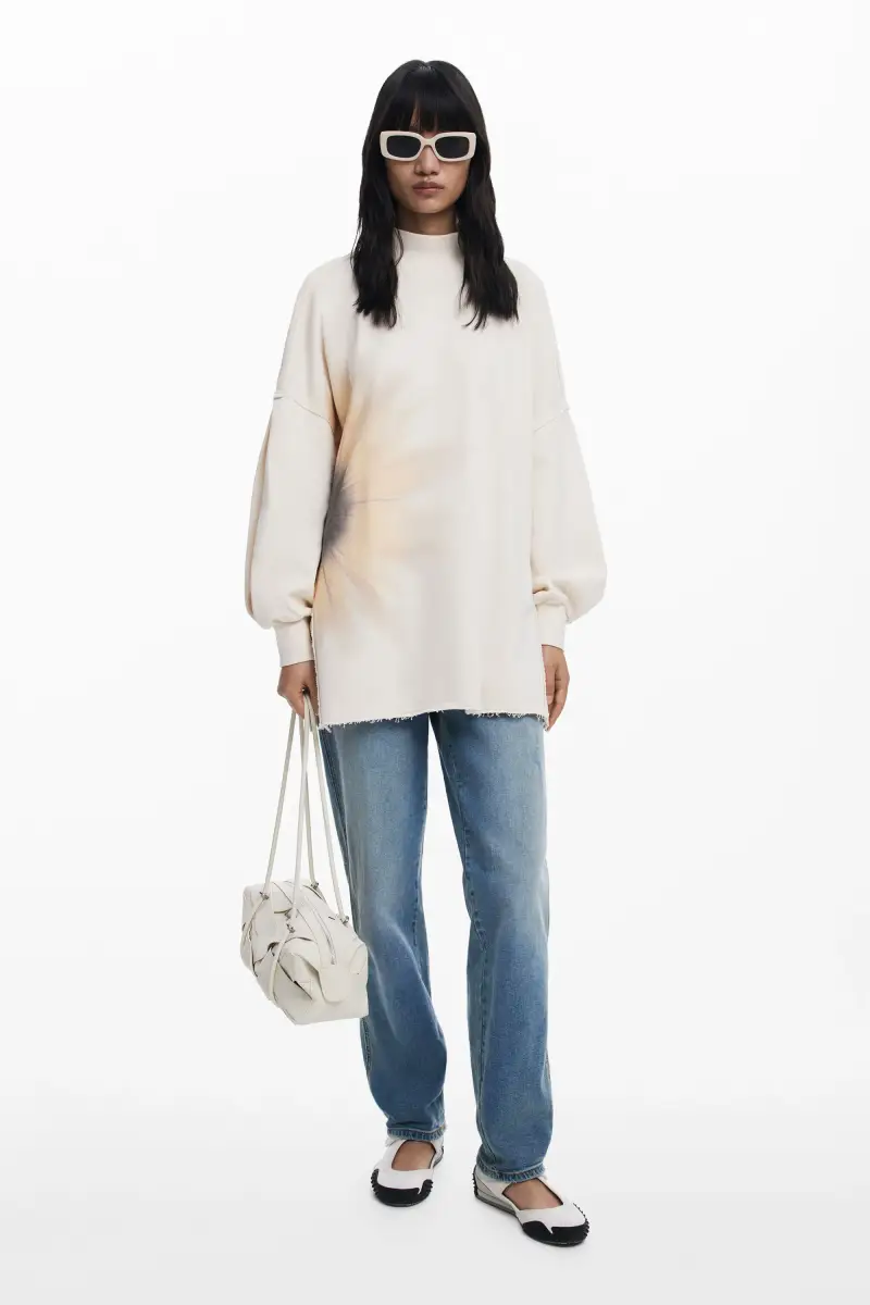 Felpa lunga fluida margherita WHITE miniatura 2