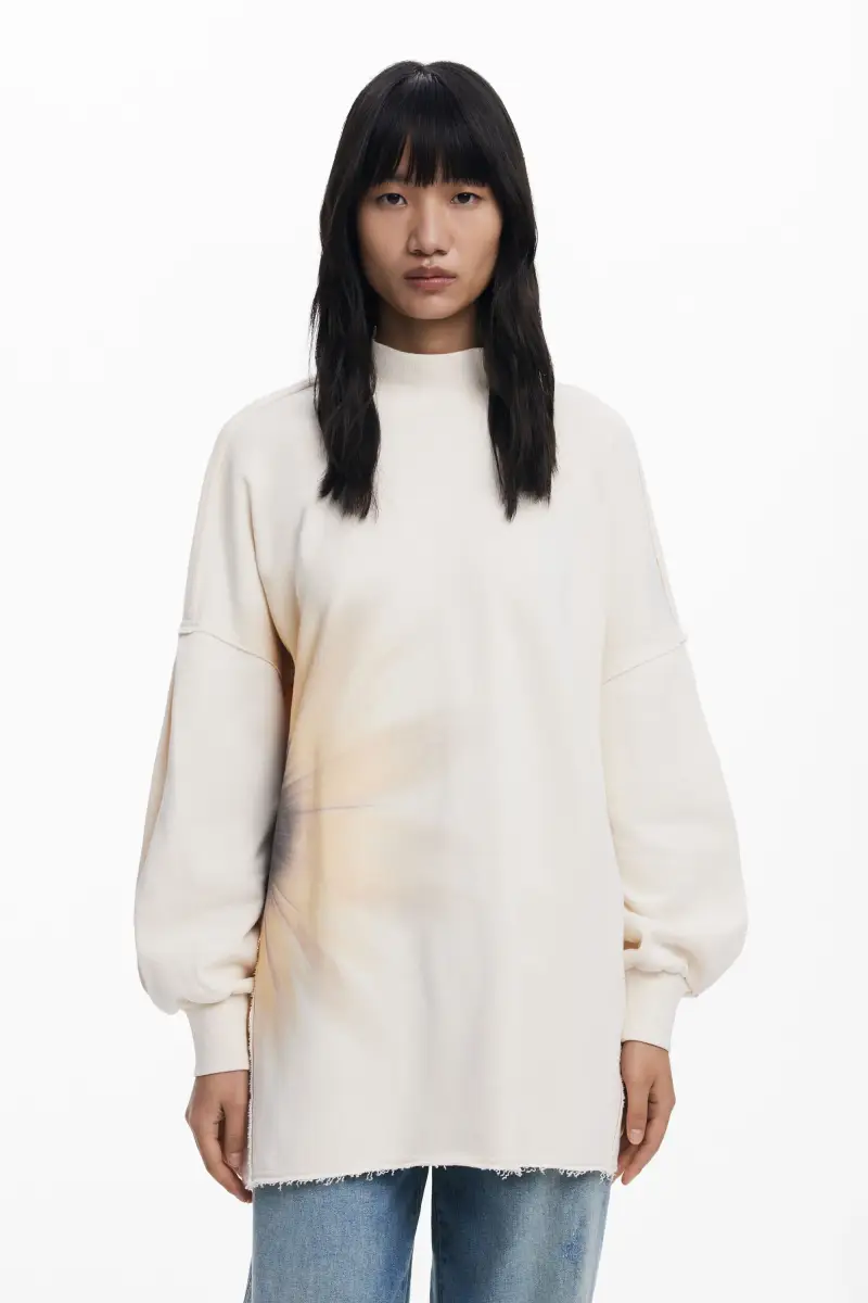 Felpa lunga fluida margherita WHITE