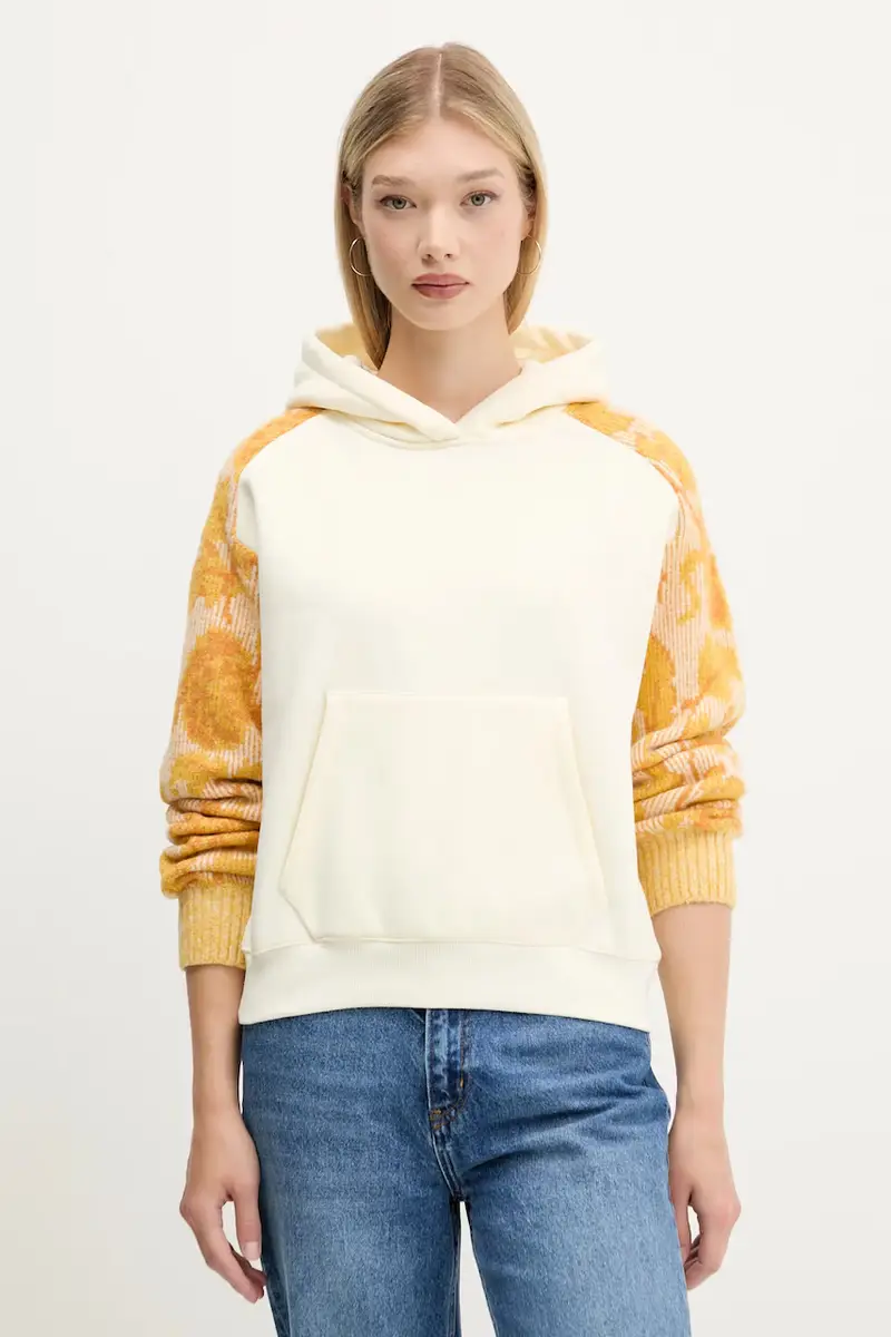 felpa MANI donna colore beige con cappuccio 25WWSK07