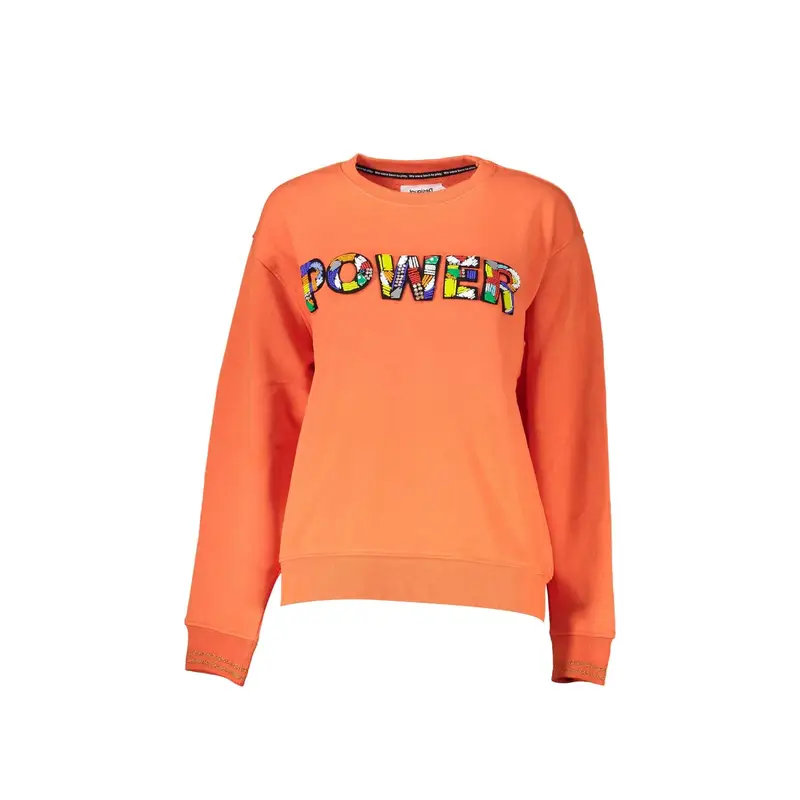 Felpa Maniche Lunghe Donna Arancione Applicazione Logo