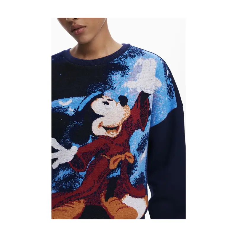 Desigual Maglia Maniche Lunghe Donna Blu con Stampa miniatura 3