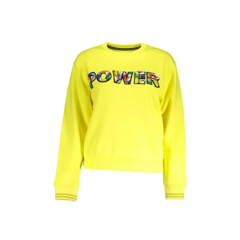 Felpa Maniche Lunghe Donna Gialla Applicazione Logo Giallo