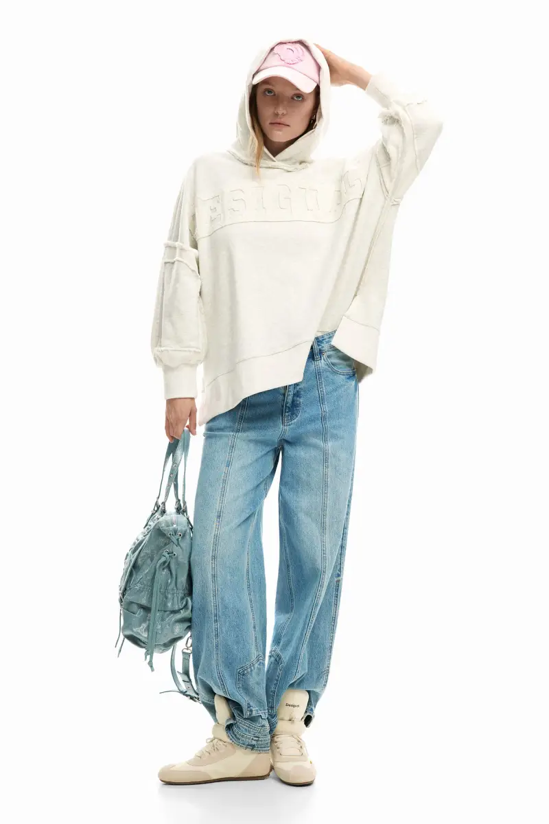 Felpa oversize con cappuccio BLACK miniatura 2