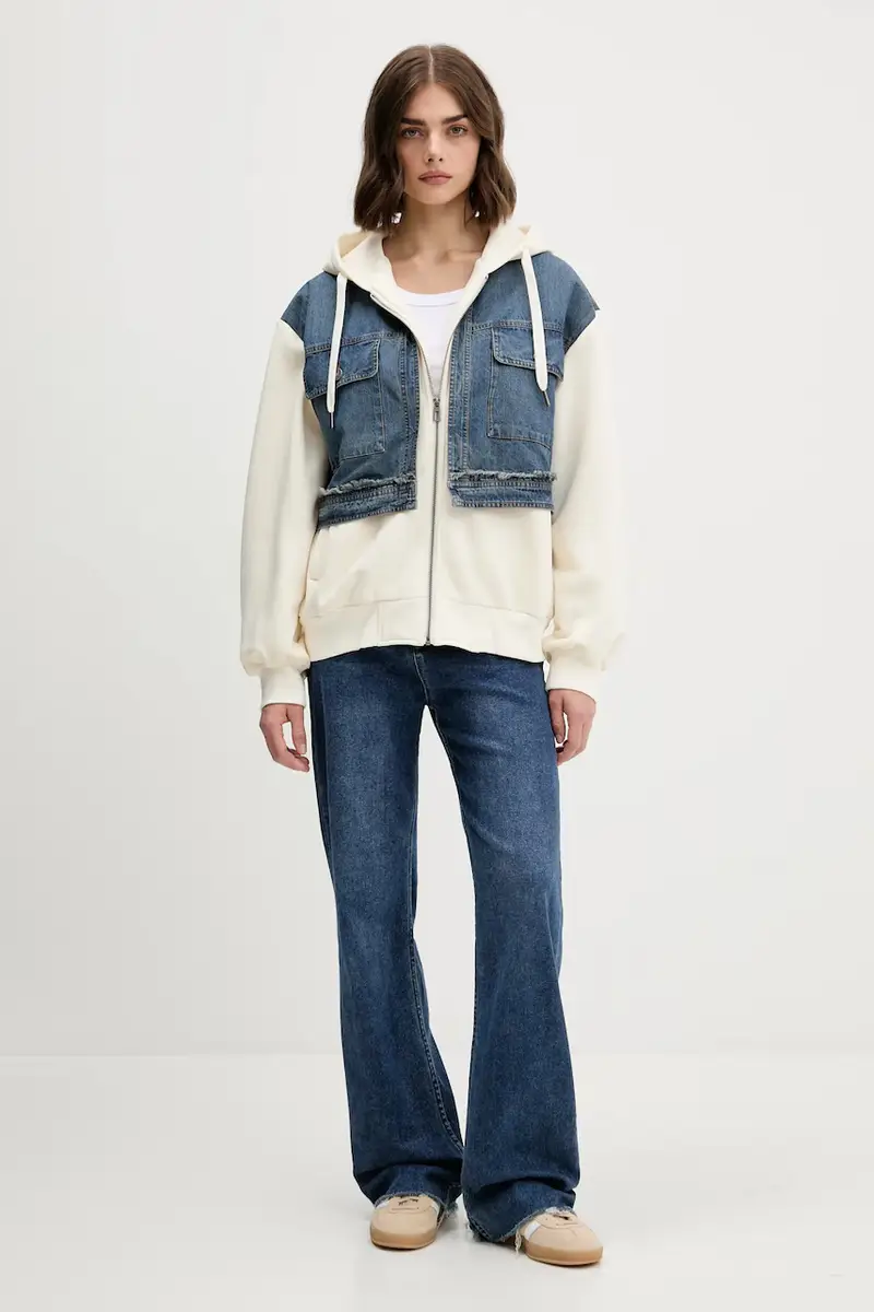 felpa TRUCKER donna colore beige con cappuccio 25WWSK06 miniatura 2