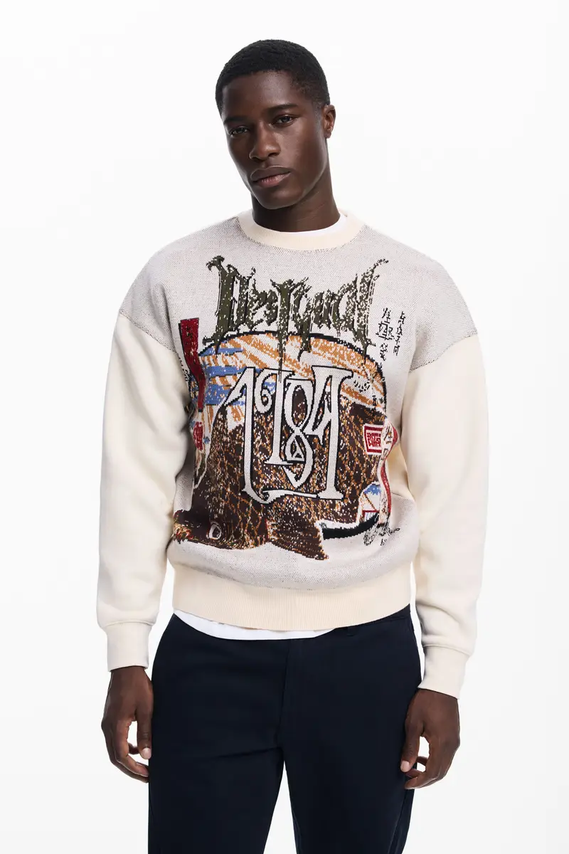 Felpa vintage con stampa carpa BROWN