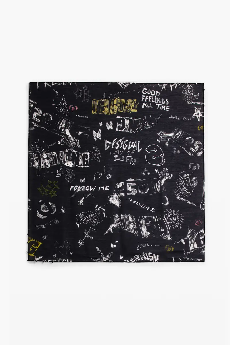 Foulard quadrato con lettering BLACK