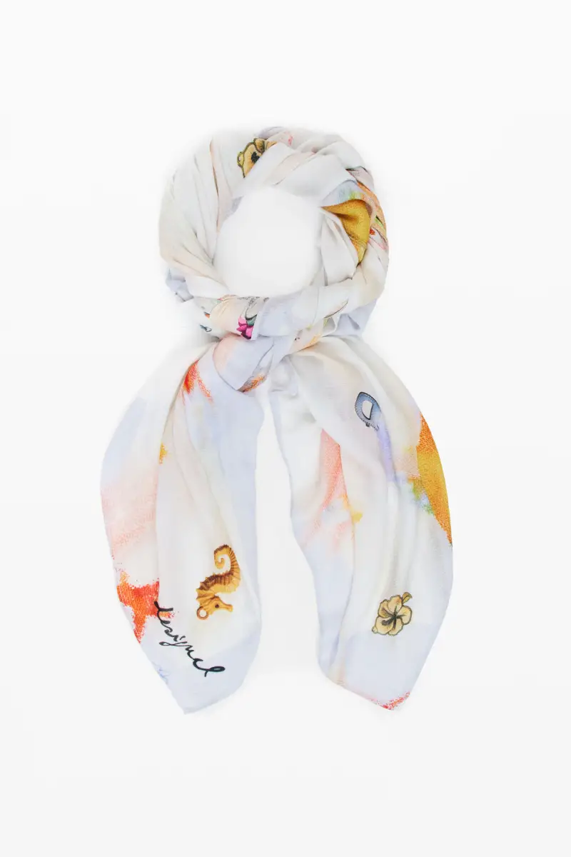 Foulard rettangolare charms BROWN miniatura 2