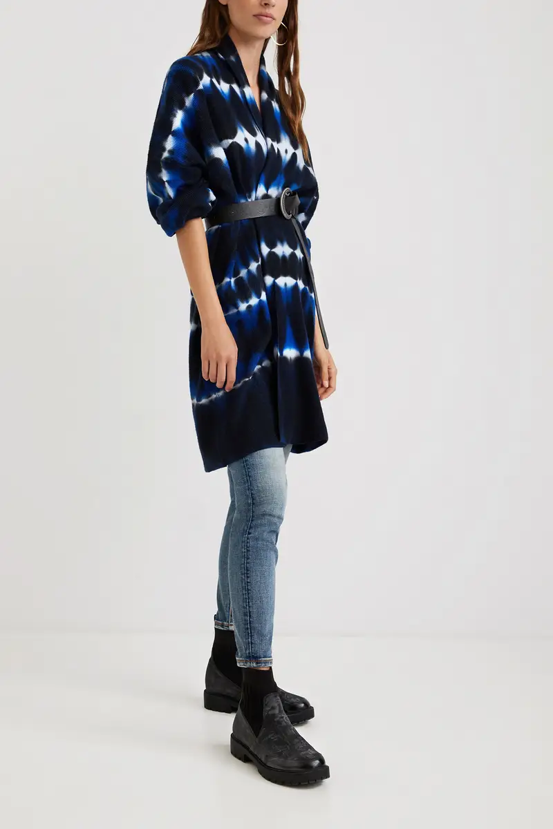 Giacca aperta maglia tie-dye BLUE miniatura 2