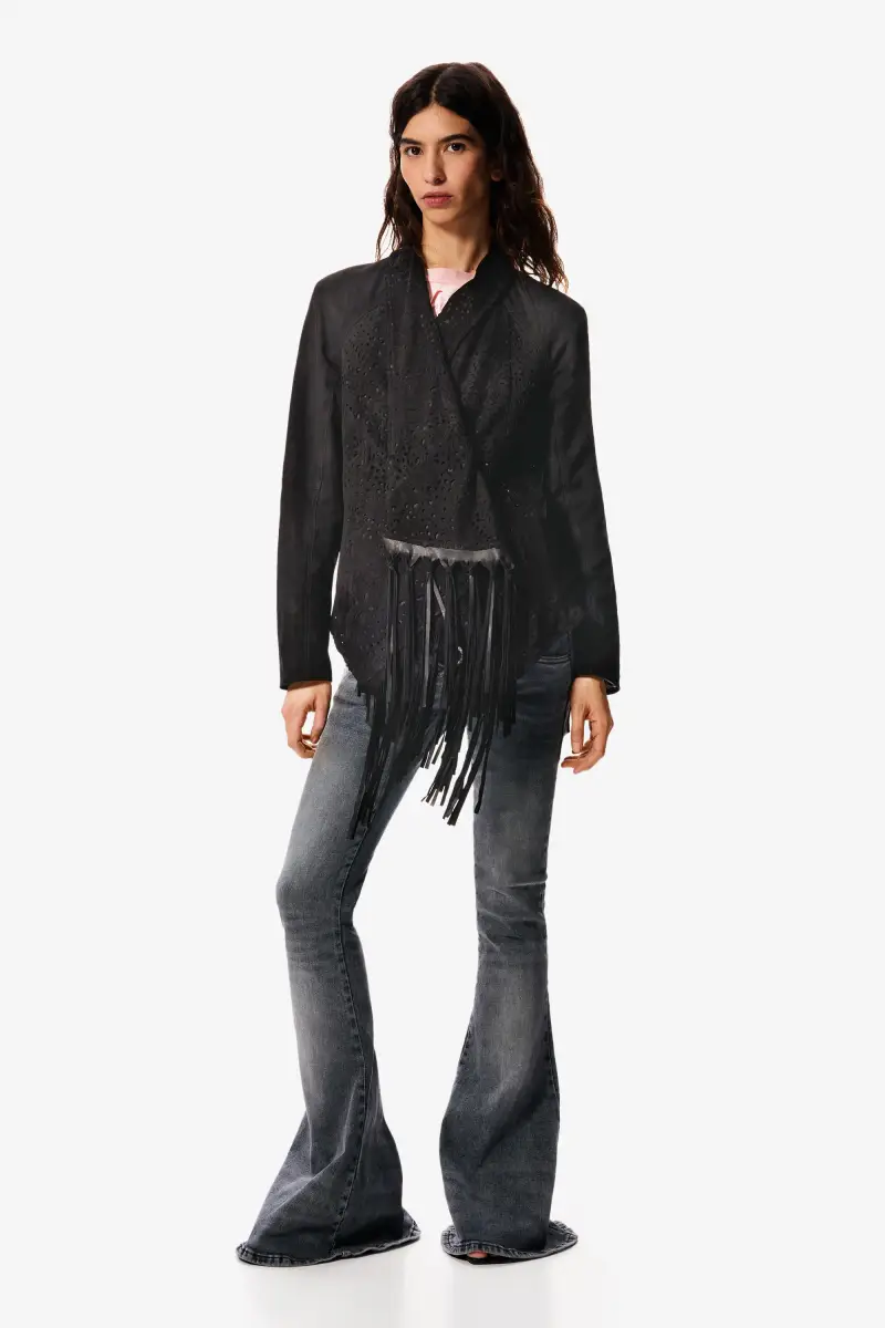 giacca asimmetrica 100% pelle Masha Popova BLACK