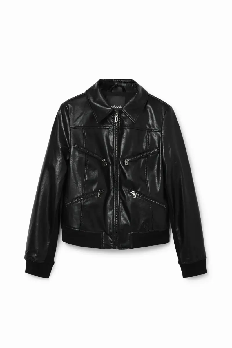 Giacca biker retrÃ² BLACK
