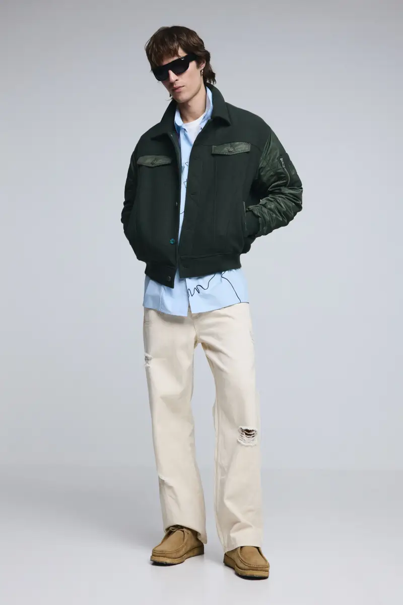 Giacca bomber in tessuto GREEN miniatura 2