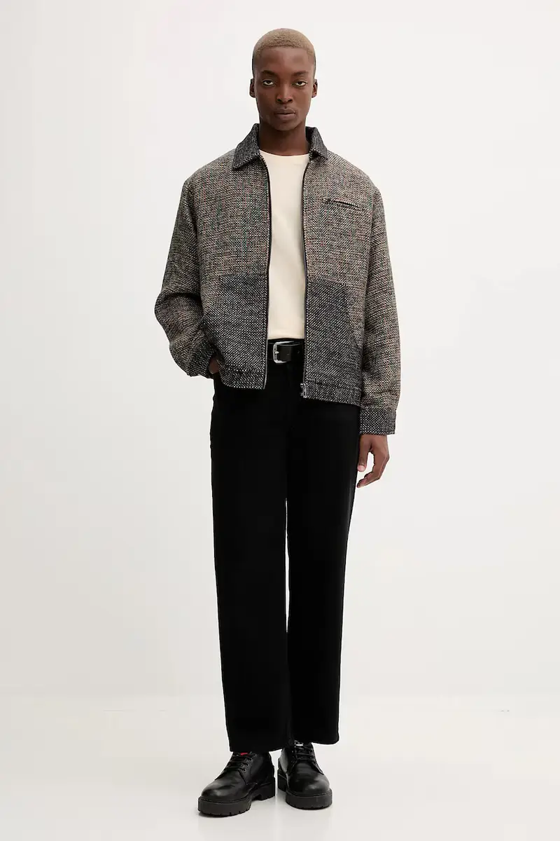 giacca con lana RUSTIC FABRIC colore nero 25WMEW11 miniatura 2