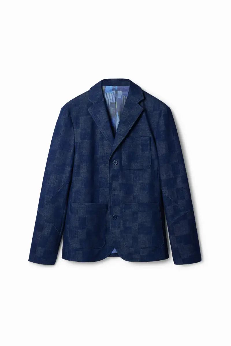 Giacca denim quadri BLUE