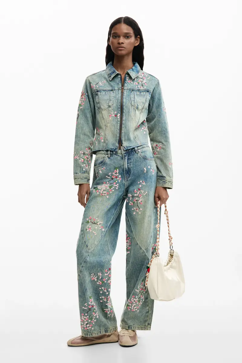 giacca di denim ricamata BLUE miniatura 2