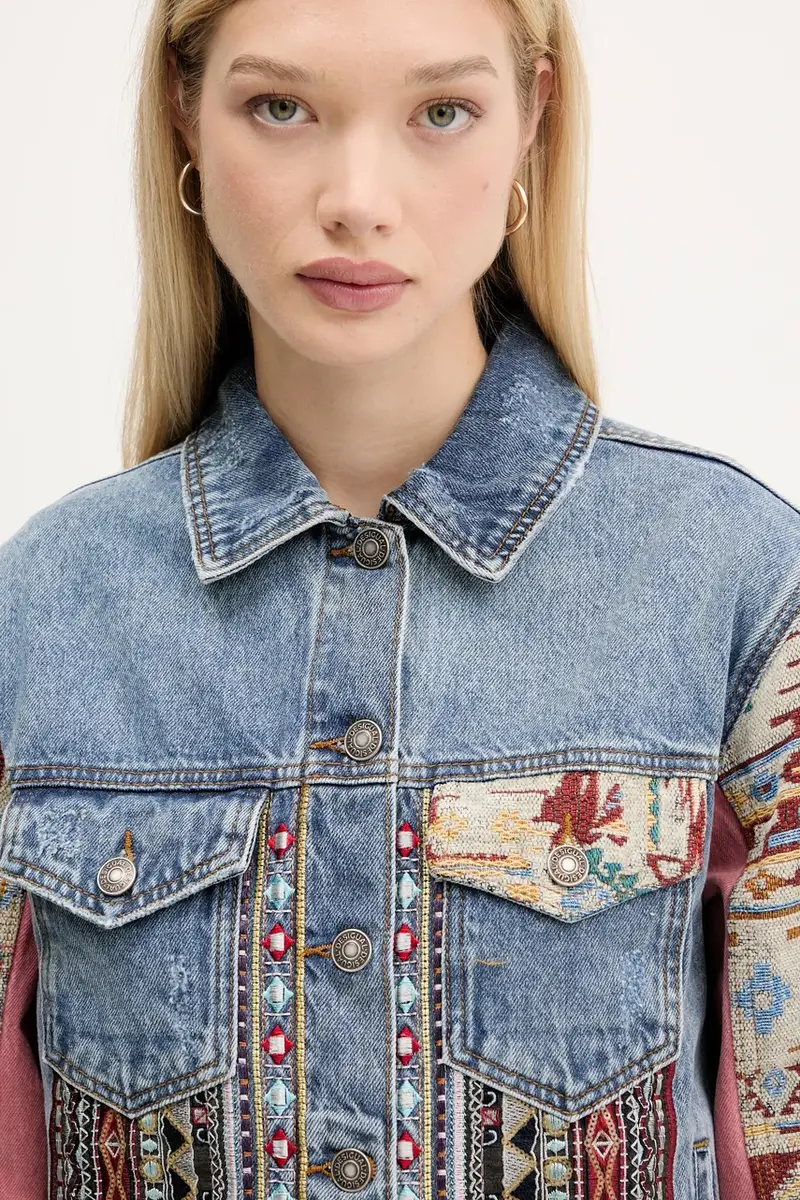 giacca di jeans BOHO colore blu 25WWED10 miniatura 4