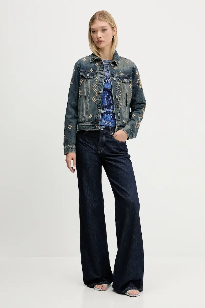 giacca di jeans ESPEJOS colore blu 25WWED11 miniatura 2