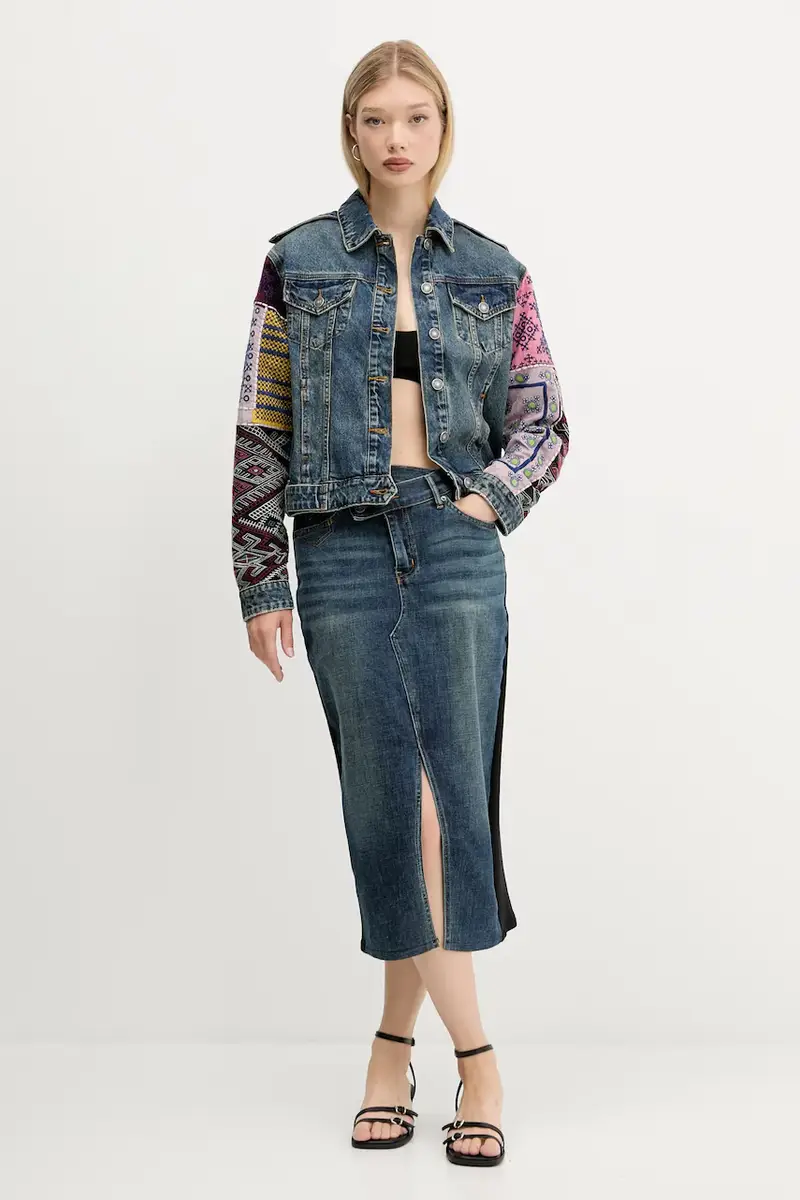 giacca di jeans ETNIC colore blu navy 25WWED14 miniatura 2