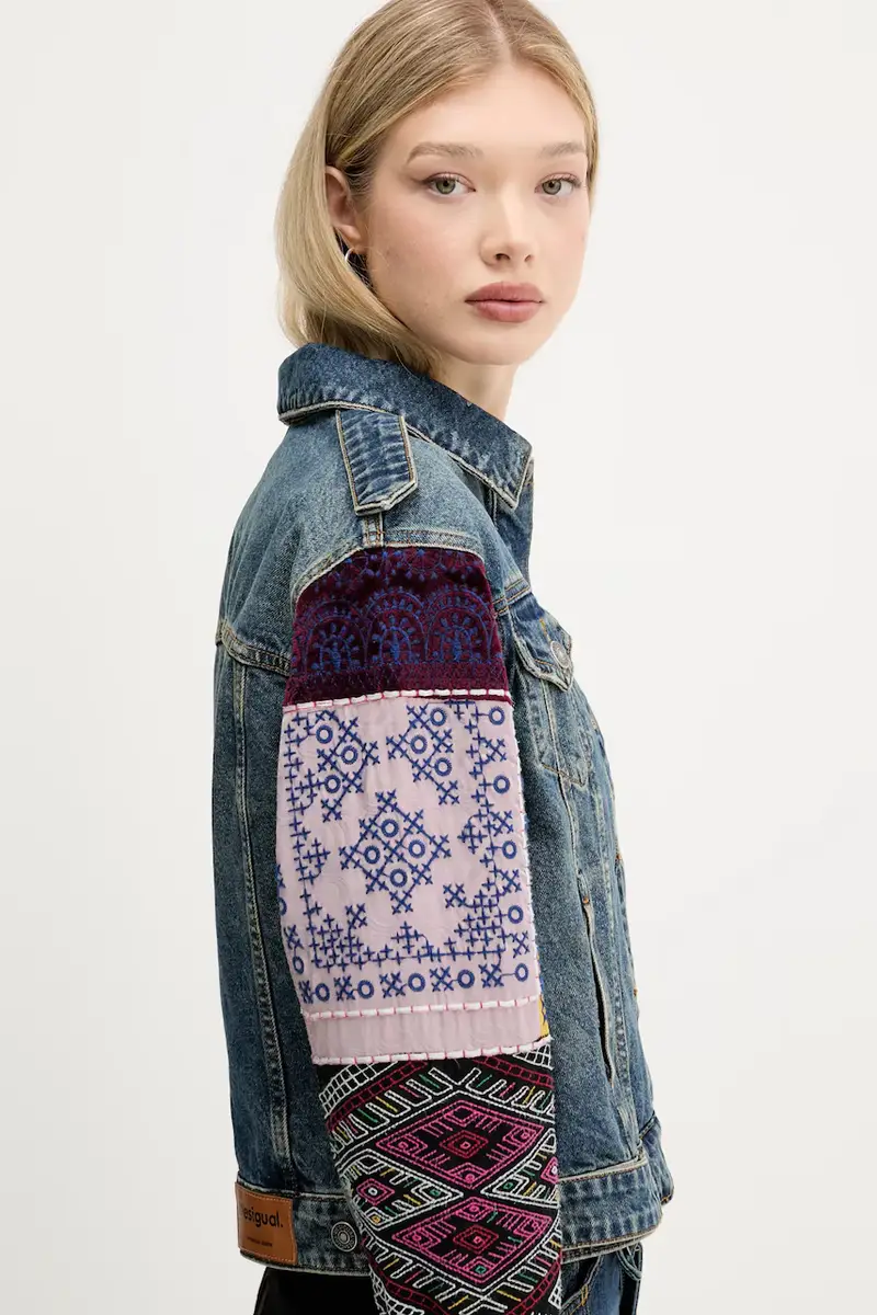 giacca di jeans ETNIC colore blu navy 25WWED14 miniatura 4