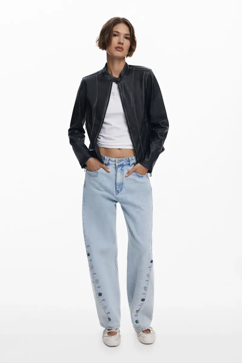 Giacca effetto pelle consumata BLACK miniatura 2