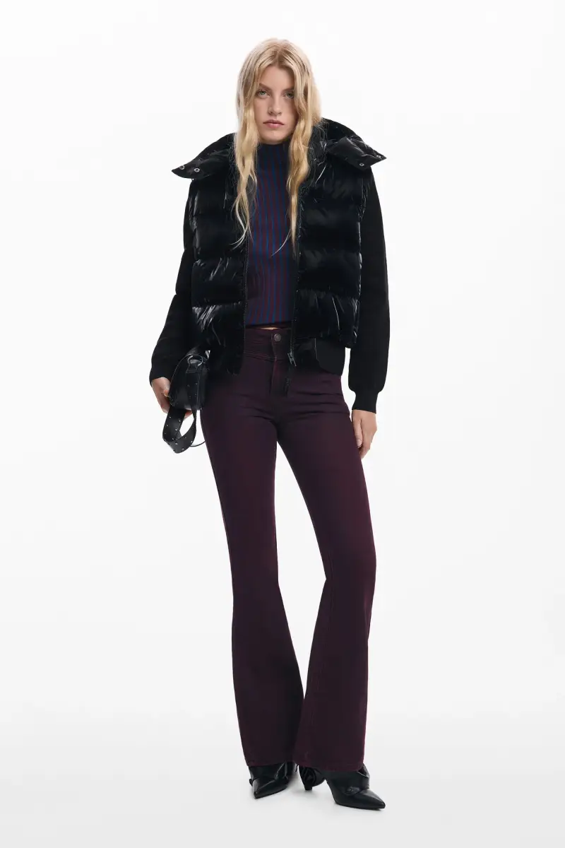 Giacca imbottita convertibile lucida BLACK miniatura 2