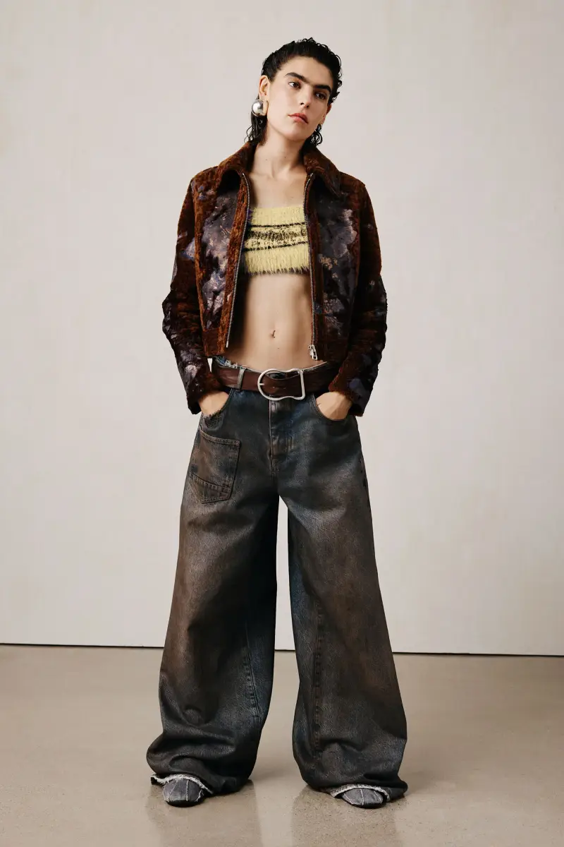 Giacca in pelle devorÃ© studio BROWN miniatura 2