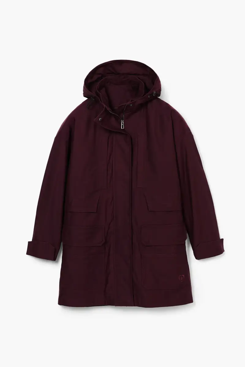 Giacca lunga con toppe RED