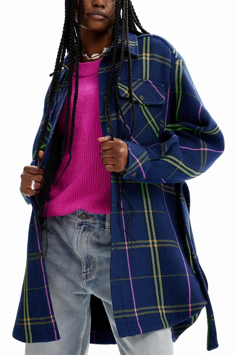 Giacca overshirt quadri BLUE miniatura 2