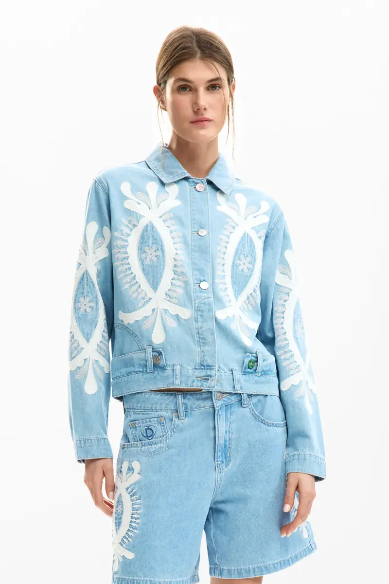 Desigual Giacca rovesciata ricamata blu