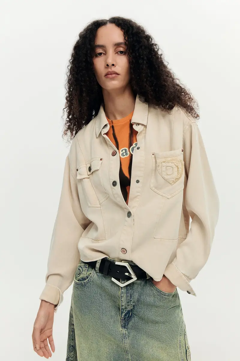 giacca trucker in denim WHITE