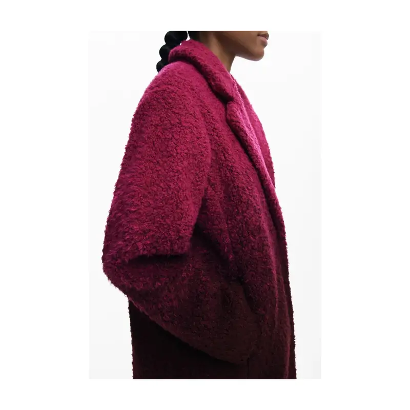 Desigual Cappotto Lungo Donna Bordeaux con Dettagli a Contrasto miniatura 3