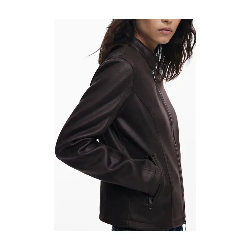 Desigual Giubbotto Donna Marrone con Zip miniatura 3