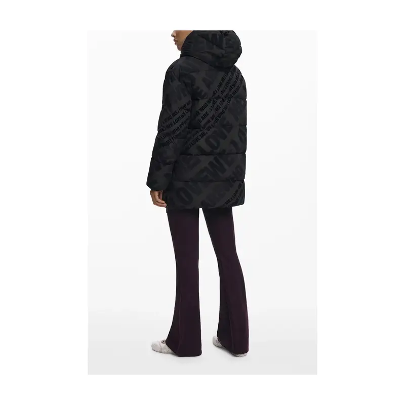 Giubbotto Maniche Lunghe Donna Nero Cappuccio Removibile miniatura 2