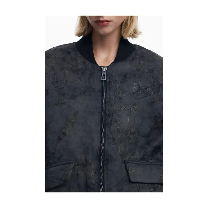 Desigual Giubbotto Donna Nero con Zip miniatura 3