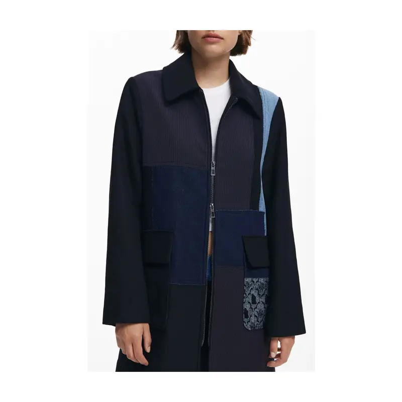 Desigual Giubbotto con Zip Maniche Lunghe Donna Nero miniatura 3