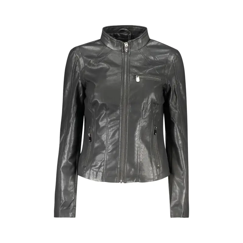 Giubbotto Maniche Lunghe Donna Nero Zip Logo