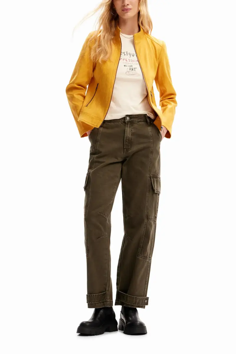 Giubotto biker Slim YELLOW miniatura 2