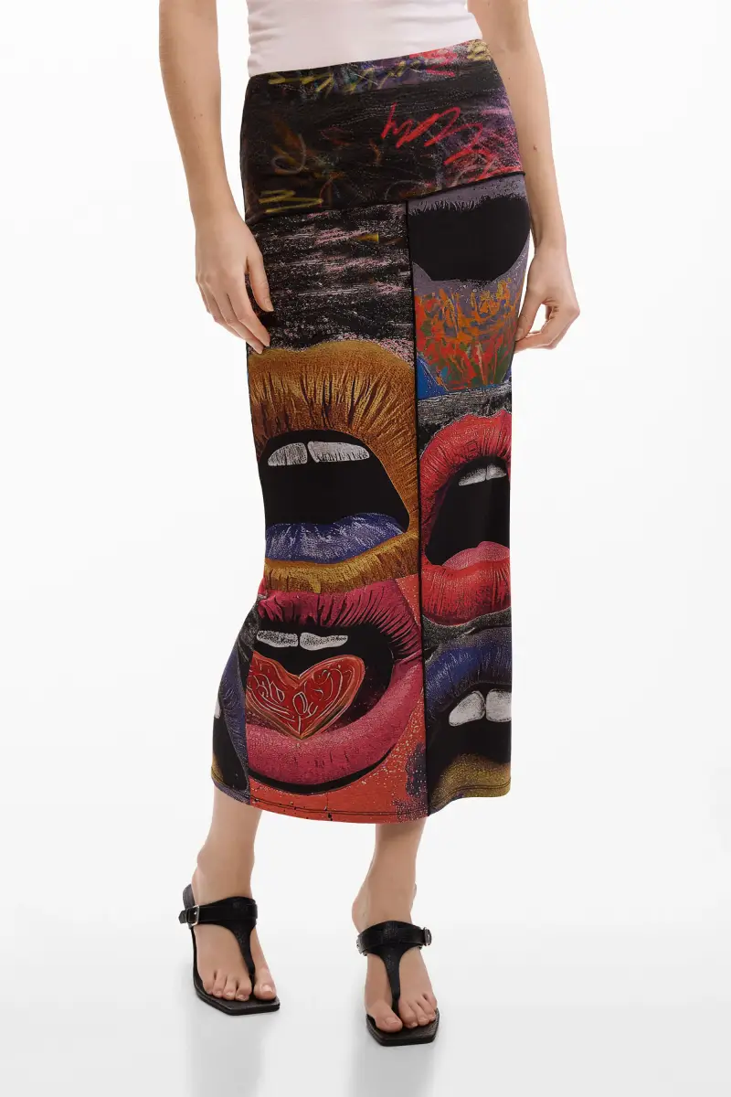 gonna a maglia stampata BLACK miniatura 2