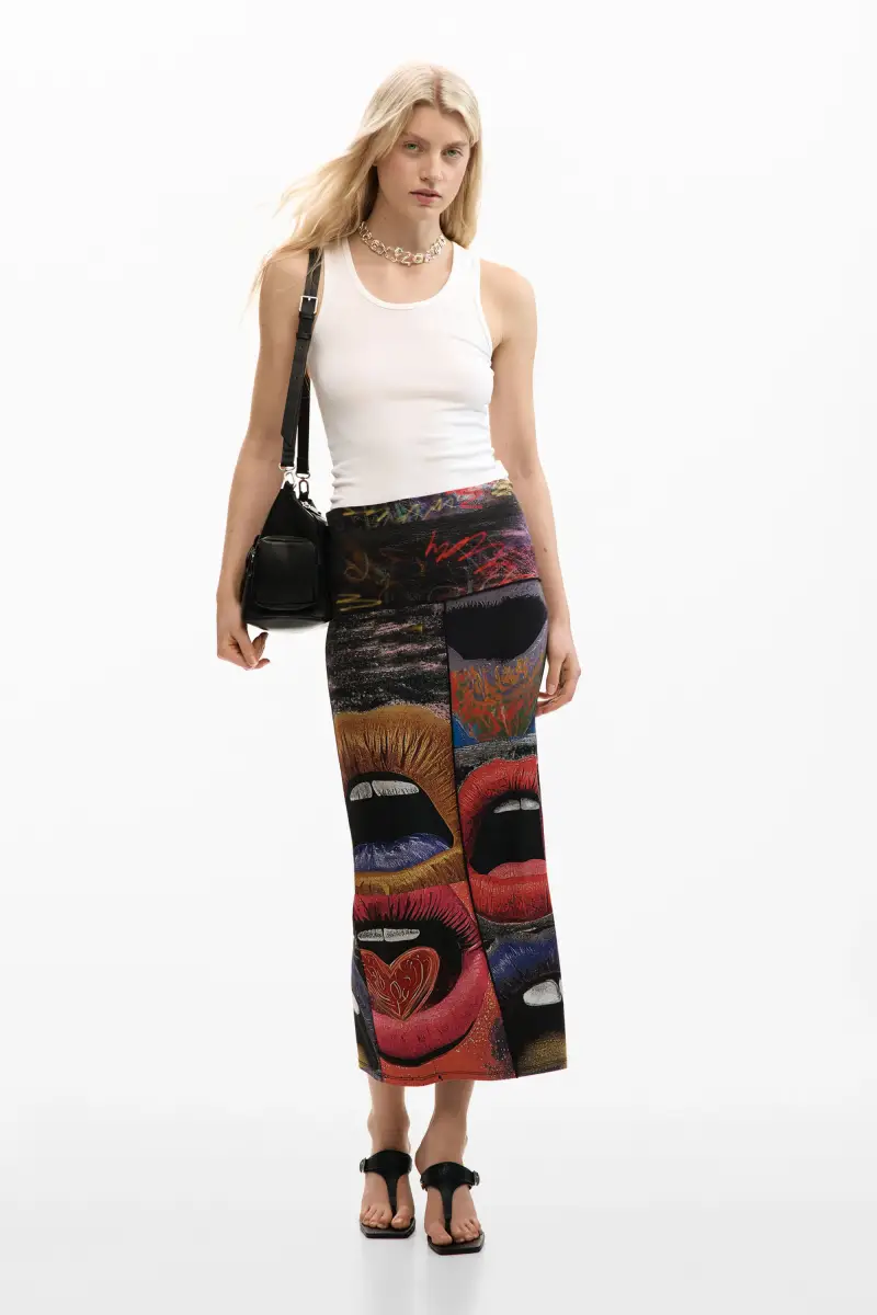 gonna a maglia stampata BLACK