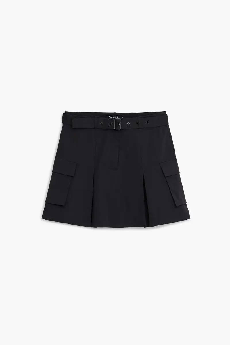 Gonna a pieghe con cintura BLACK