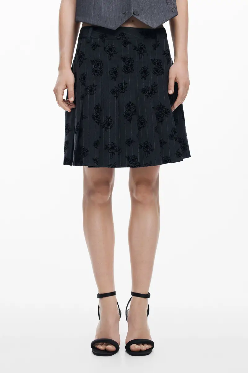 Gonna a pieghe stampata BLACK miniatura 2