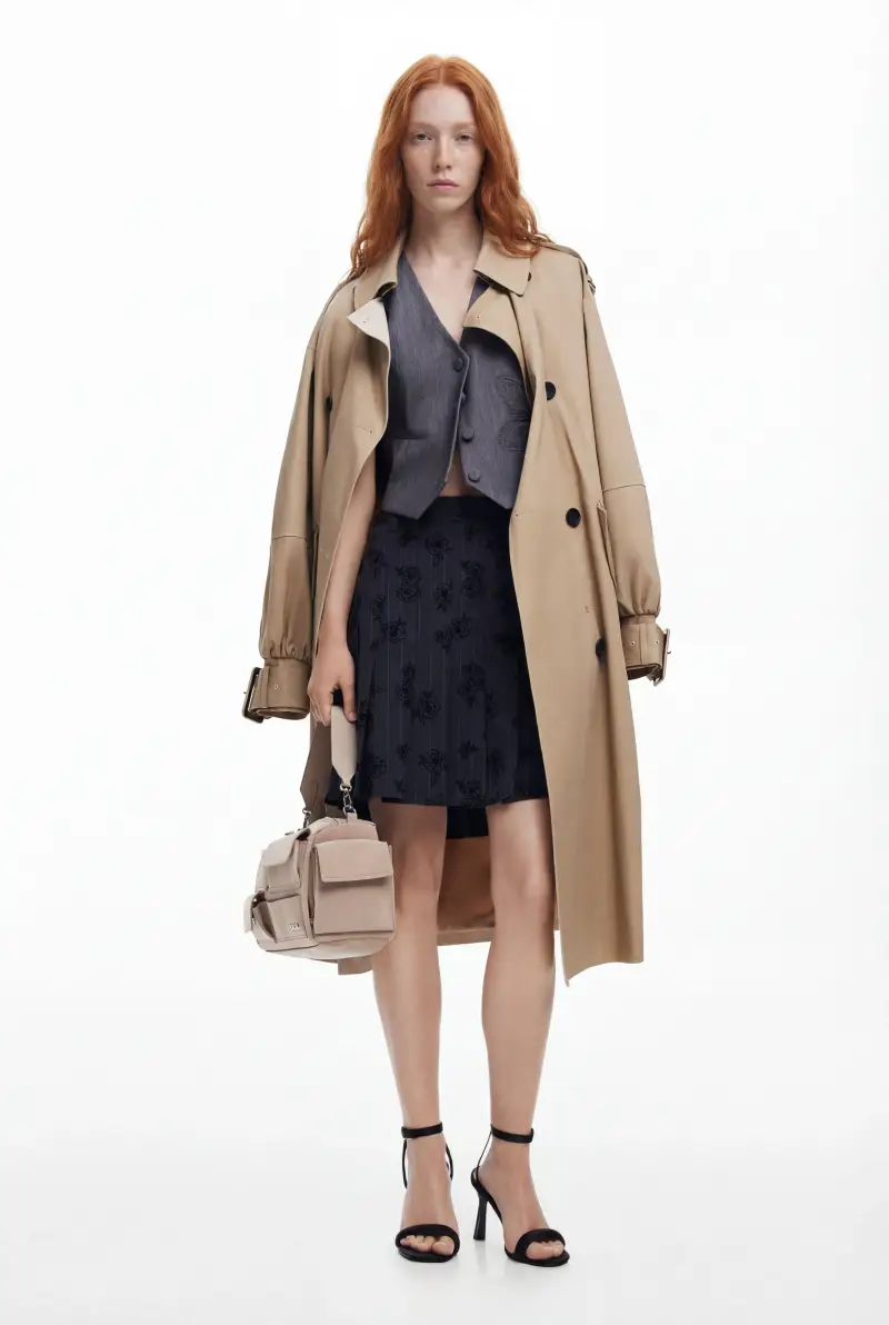 Gonna a pieghe stampata BLACK