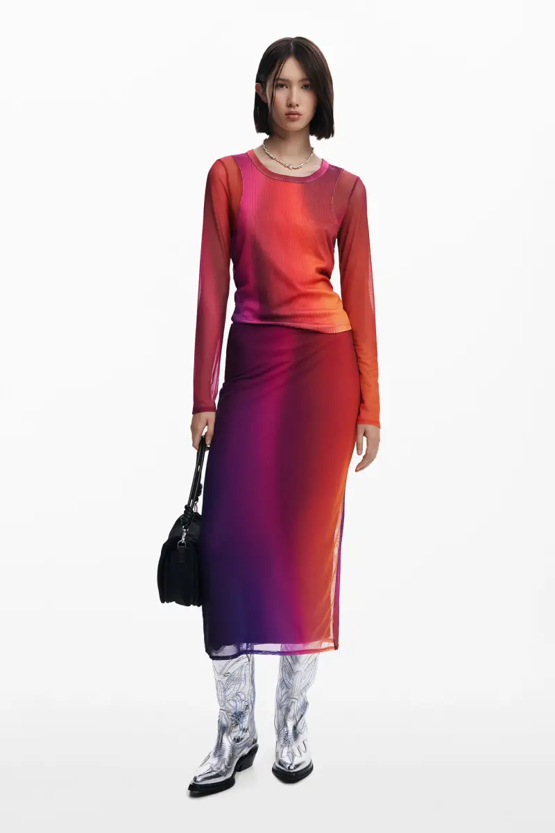 Gonna a tubino sfumata RED