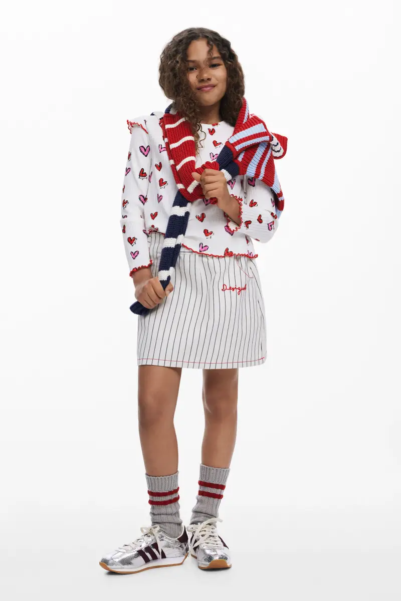 Gonna corta a righe WHITE miniatura 2