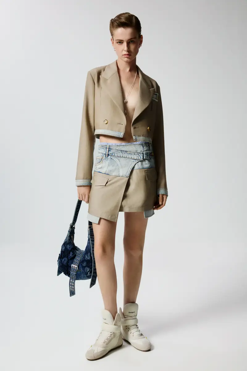 Gonna corta bimateriale BLUE