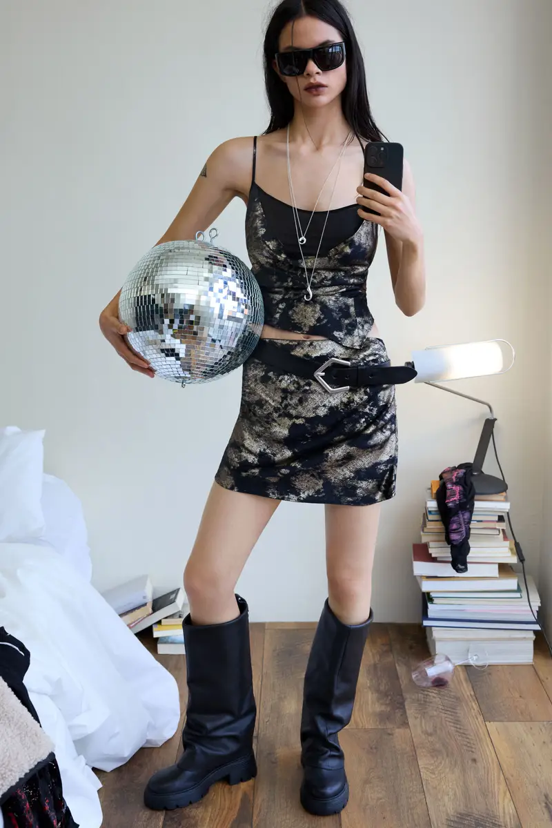 Gonna corta drappeggiata BLACK