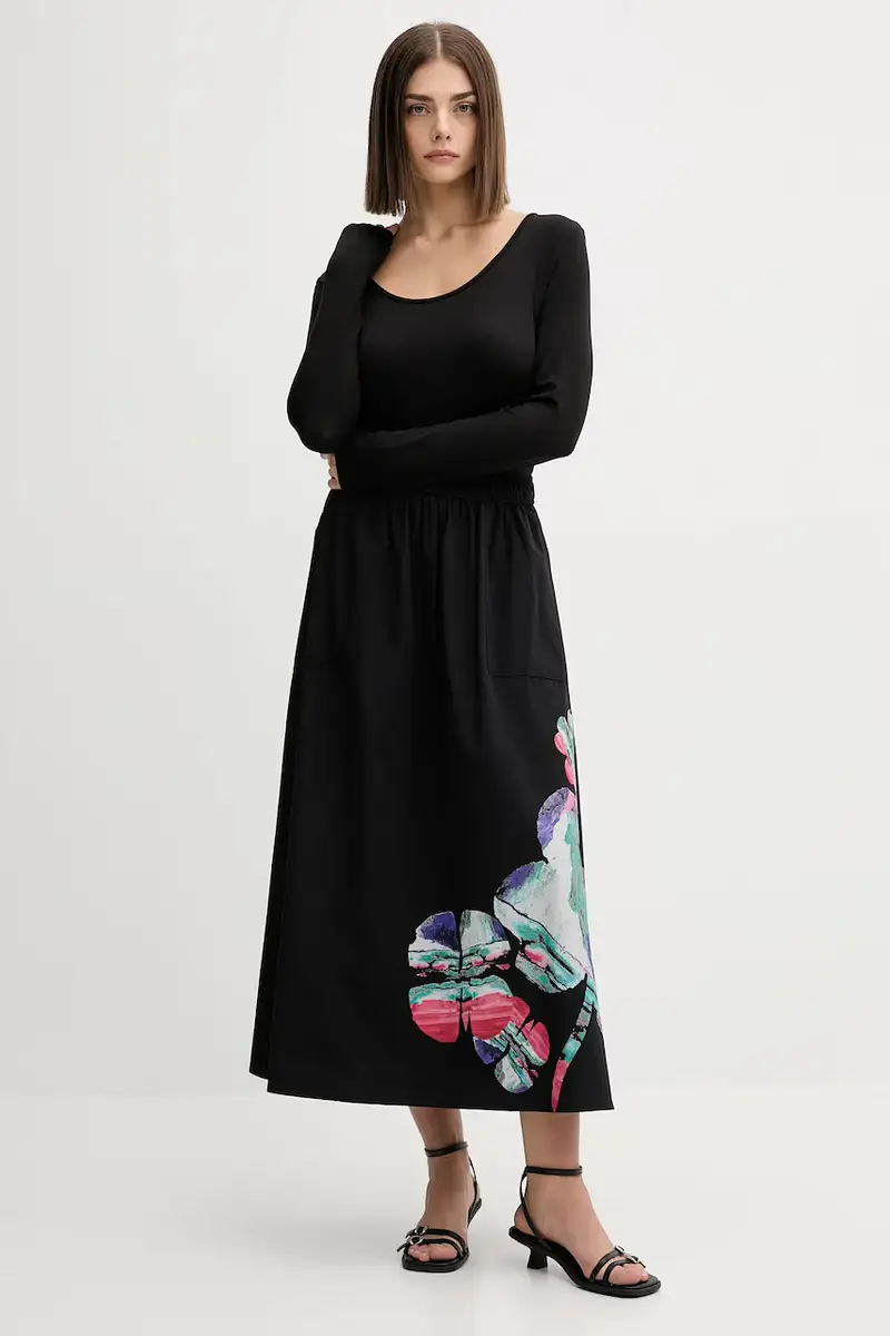 gonna in cotone ELLA LACROIX colore nero 25WWFW05 miniatura 2