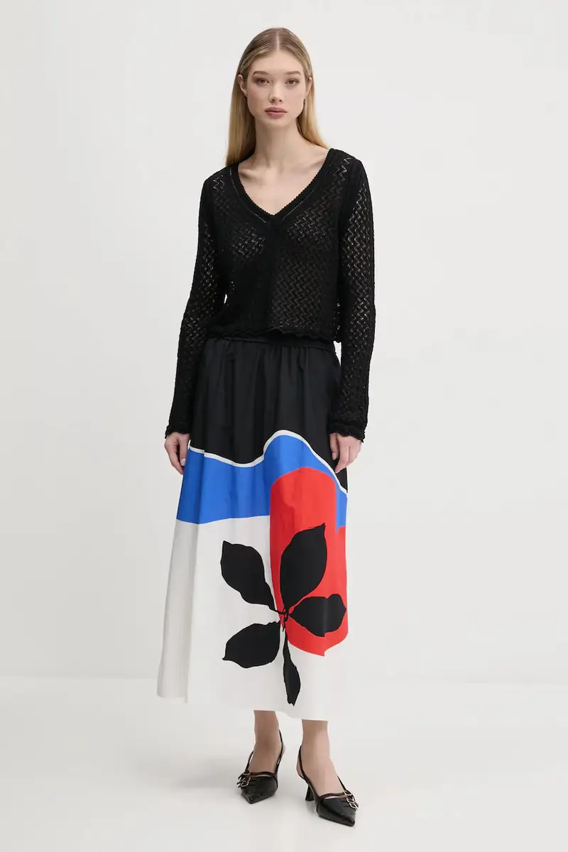 gonna in cotone FLOR ONDAS_LACROIX colore nero 25SWFW14 miniatura 2