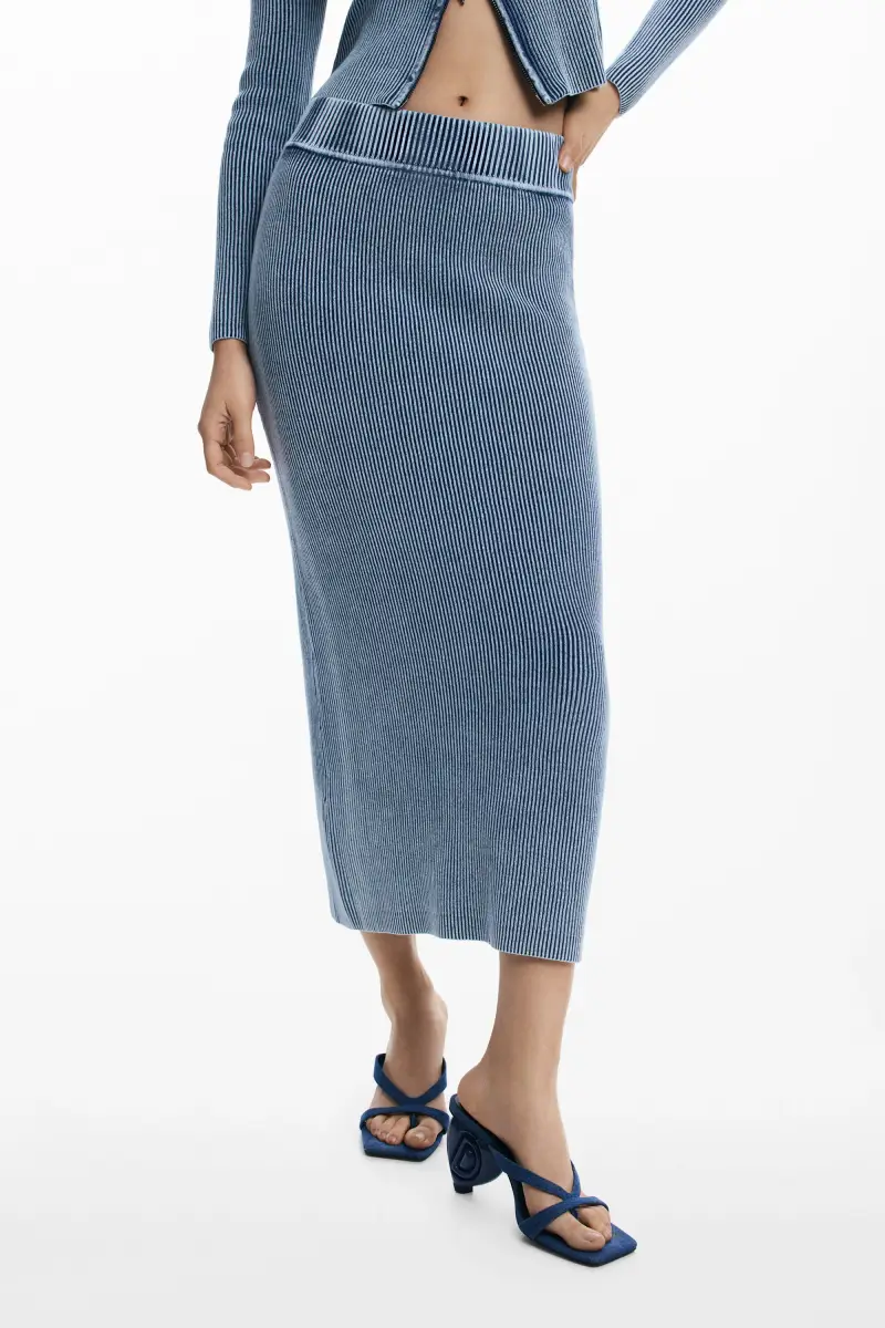 GONNA LUNGA IN MAGLIA BLACK miniatura 2