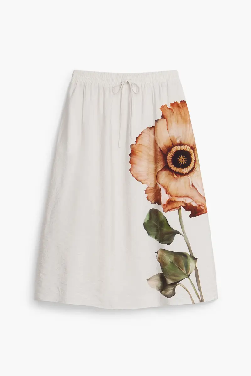 Gonna midi a fiori BLACK